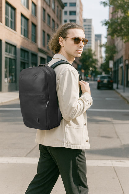 【新製品】STT《エスティーティー》ブラックシティリュック | A4 B4対応 15インチPC対応 12L 縦41cm 防水本革 大容量 ユニセックス