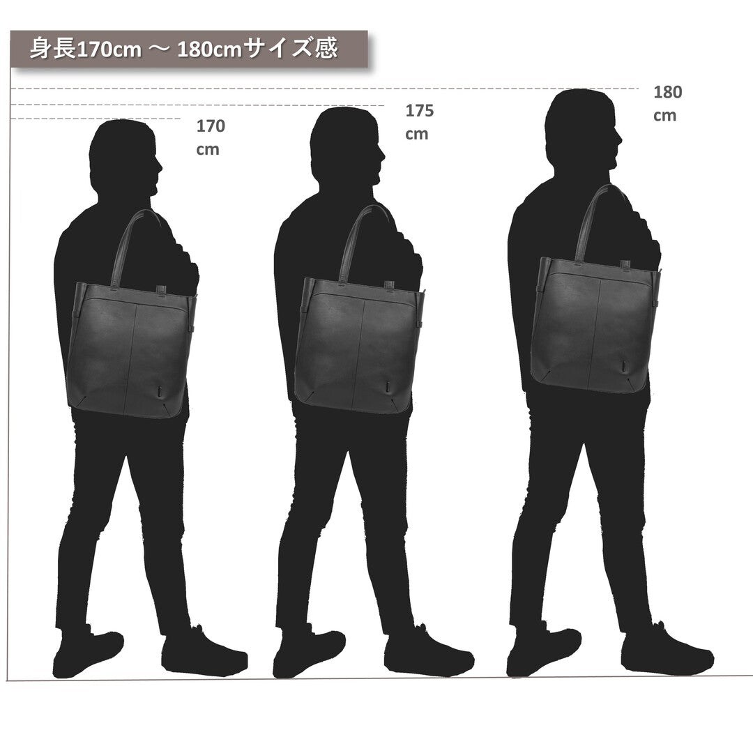CSA《シーエスエー》ブラックシティトート| A4 対応 14インチPC対応 12L 縦36.5cm 防水本革 縦型 軽量 ユニセックス