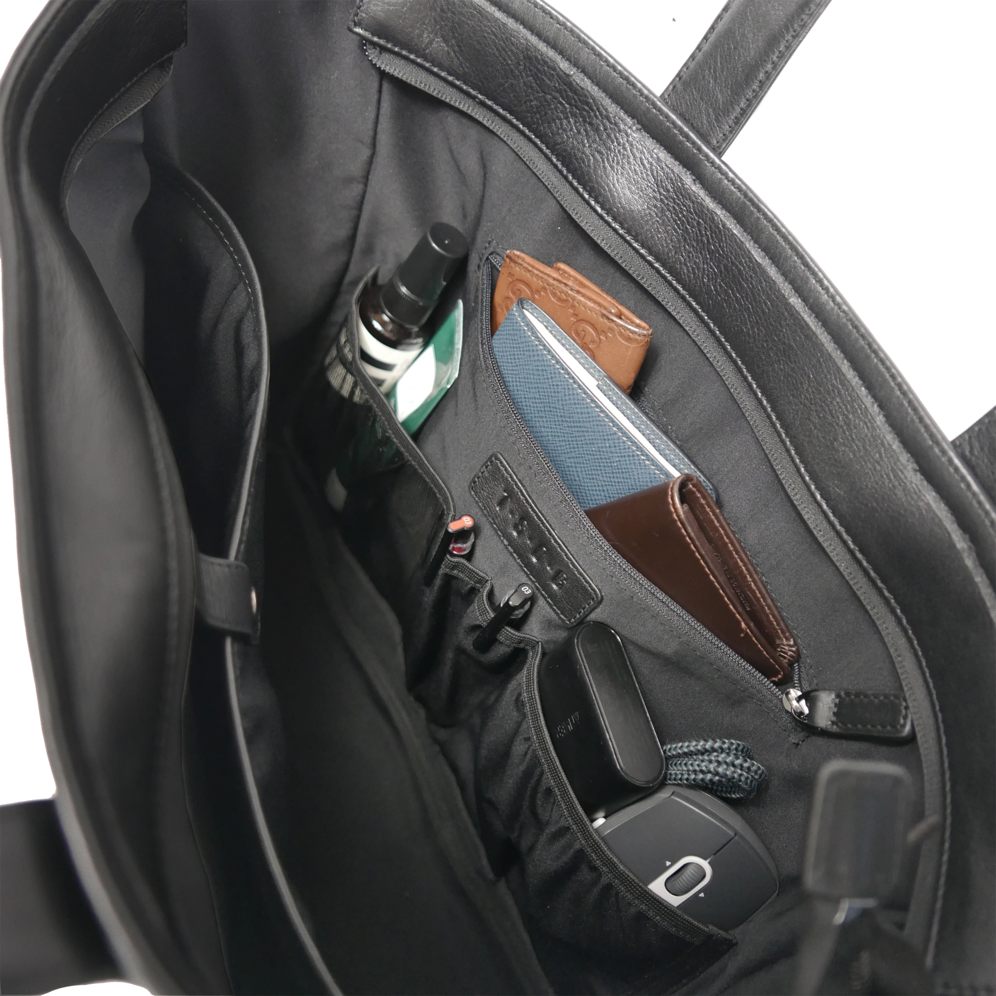 BTY《ビーティーワイ》ブラックシティトート_内部ポケット収納例