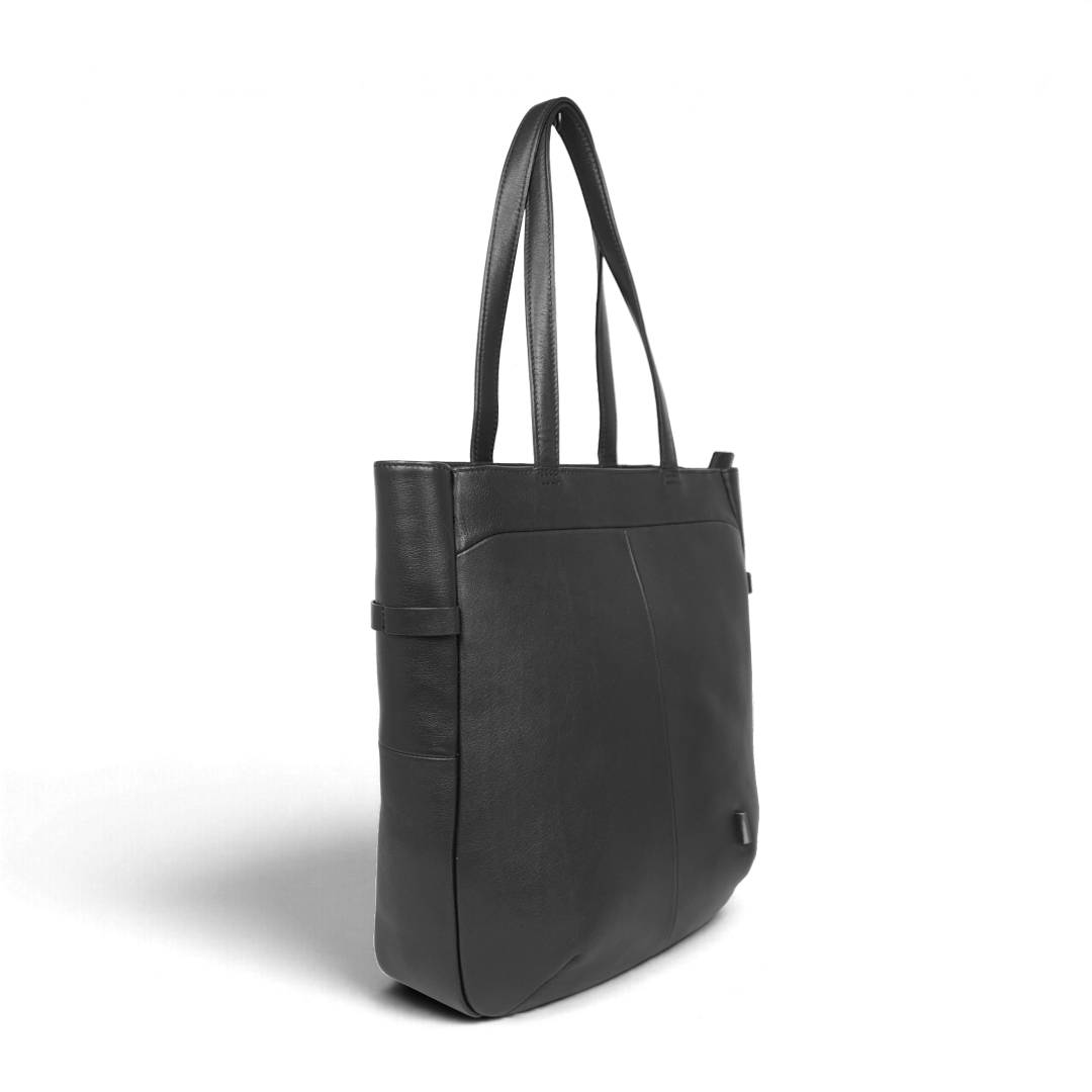 CSA《シーエスエー》ブラックシティトート| A4 対応 14インチPC対応 12L 縦36.5cm 防水本革 縦型 軽量 ユニセックス