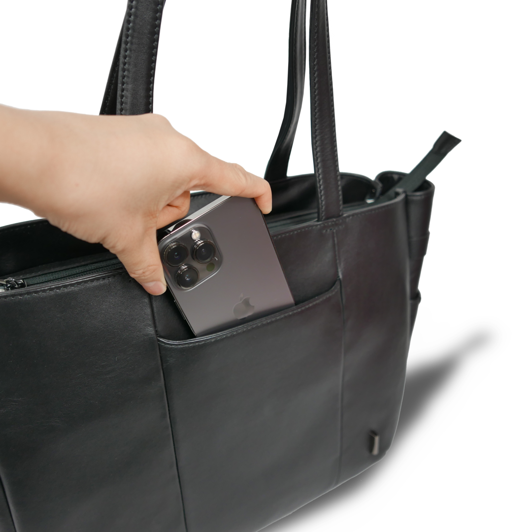 【新製品】STT《エスティーティー》ブラックシティトート | A4対応 15インチPC対応 14L 横36cm 防水本革 大容量 ユニセックス