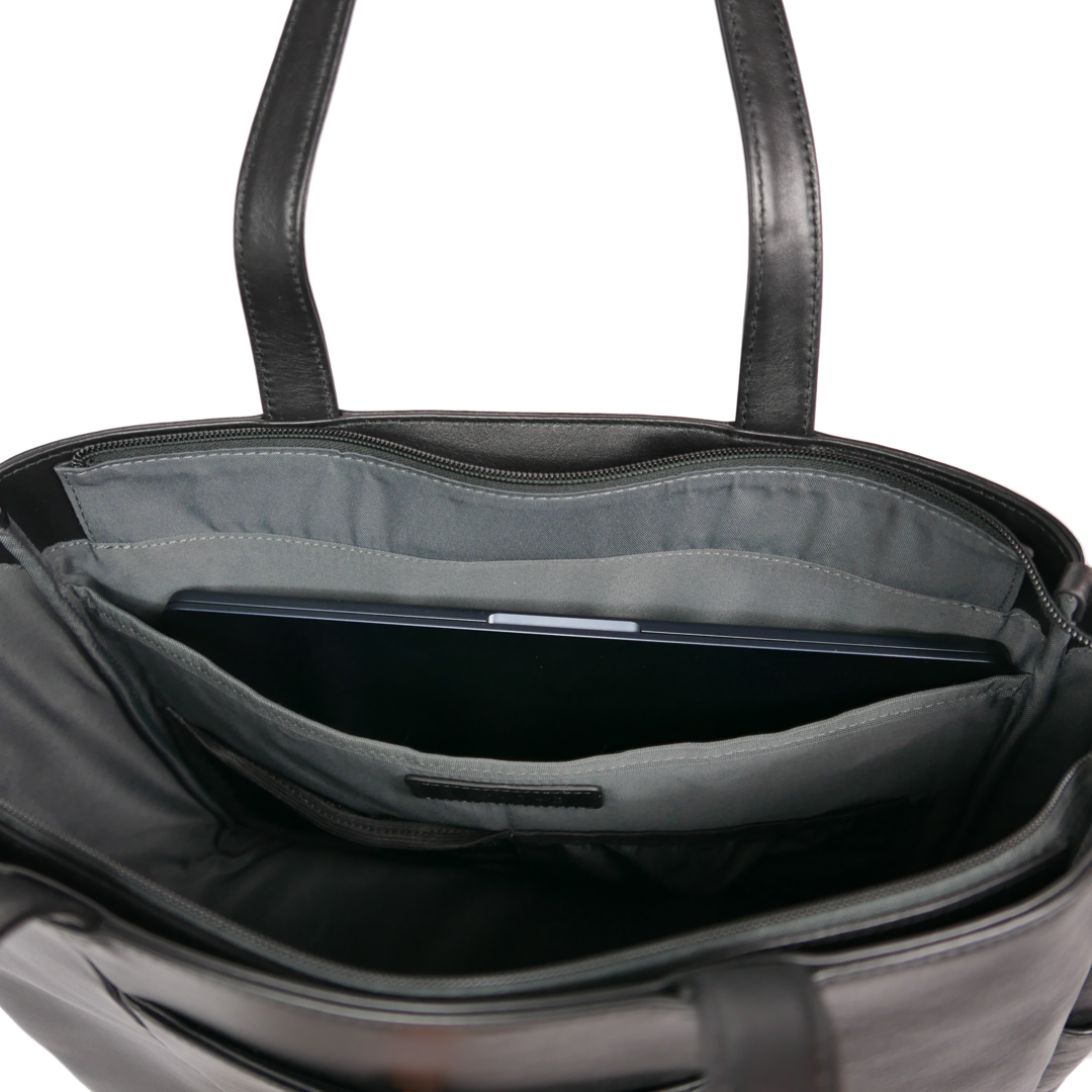 【新製品】STT《エスティーティー》ブラックシティトート | A4対応 15インチPC対応 14L 横36cm 防水本革 大容量 ユニセックス