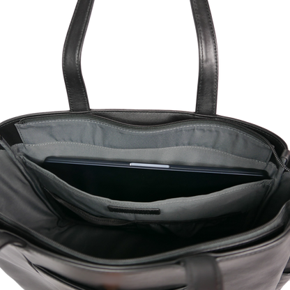 【新製品】STT《エスティーティー》ブラックシティトート | A4対応 15インチPC対応 14L 横36cm 防水本革 大容量 ユニセックス