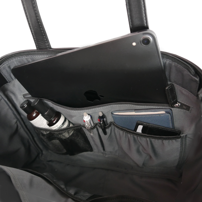 【新製品】STT《エスティーティー》ブラックシティトート | A4対応 15インチPC対応 14L 横36cm 防水本革 大容量 ユニセックス