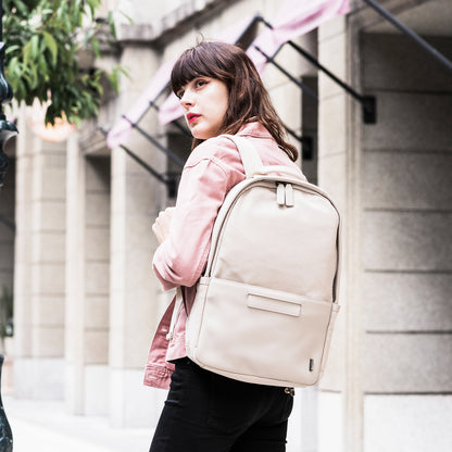 MUKO《ムコ》シティリュック | ブラック アイボリー A4 対応 15インチPC対応 15L 縦43cm 撥水レザー ナイロン 軽量 ユニセックス