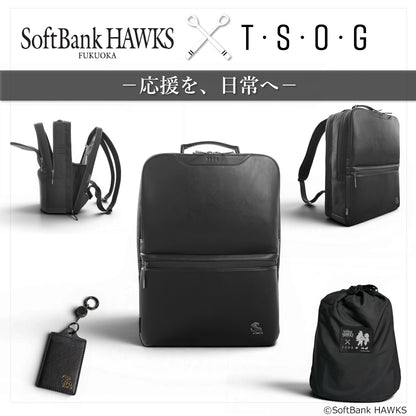 【コラボレーション】福岡ソフトバンクホークスとT・S・O・Gコラボ防水本革シティリュック | アニメ A4対応 14インチPC対応 10L 縦38cm 防水本革 大容量 ユニセックス