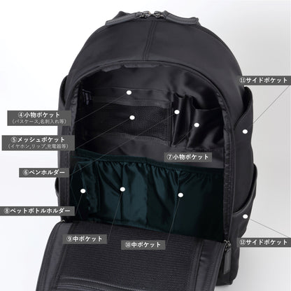 TAN《タン》ブラックシティリュック_ポケット④～⑫