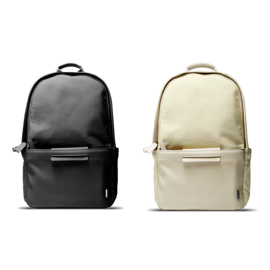 【ペアリュック】ブラック＆アイボリー(ナイロンVer.)｜MUKO《ムコ》シティリュック | A4 対応 15インチPC対応 15L 縦43cm 撥水レザー ナイロン 軽量 ユニセックス